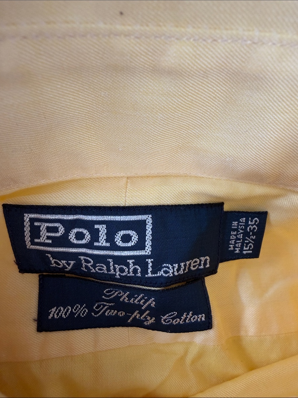 Polo by Ralph Lauren Men's bright Yellow long sleeve Dress Shirt 15,5 / 35 - Picture 4 of 10